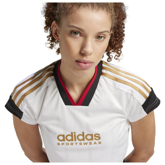 Adidas Γυναικεία κοντομάνικη μπλούζα Tiro Cut 3-Stripes Cropped Jersey Tee Adidas Γυναικεία κοντομάνικη μπλούζα Tiro Cut 3-Stripes Cropped Jersey Tee